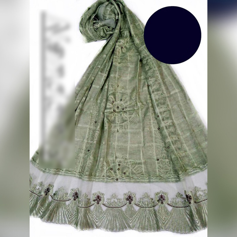 Picture of Wash body cotton embroidered pearl hijab (China)/ Party wear hijab/ Hijab Orna/ Cotton Scarf/ Lock pearl scarf 