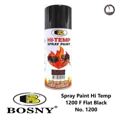 Picture of Bosny Hi-Heat Resistant 1200°F Aerosol Spray Paint (400 ml, Flat Black) Matt Black - Black0.4L