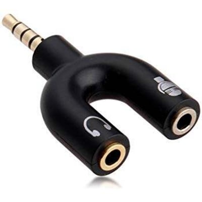 Picture of Caicen 3.5mm Audio Jack to Headphone Microphone 2 Way U Splitter Converter Adaptor - Black