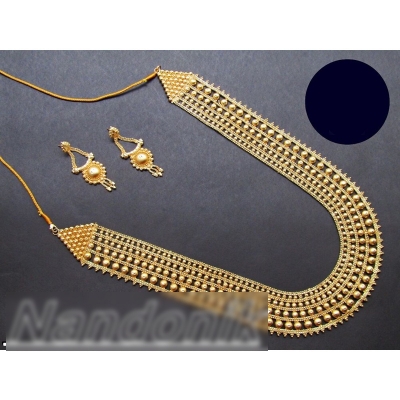 Picture of Elegant & Gorgeous Party-wear Semi Bridal Jewellery Combo Set of Goldplated Sita With Matching Goldplated Earring for Women 