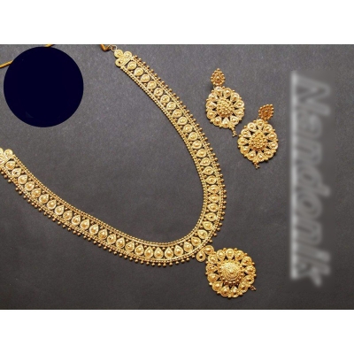 Picture of Elegant & Gorgeous Party-wear Semi Bridal Jewellery Set of Goldplated Sita With Matching Goldplated Earring for Women Gold