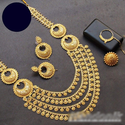 Picture of Elegant & Gorgeous Party-wear Semi Bridal Jewellery Combo Set of Goldplated Sita With Matching Goldplated Earring for Women 