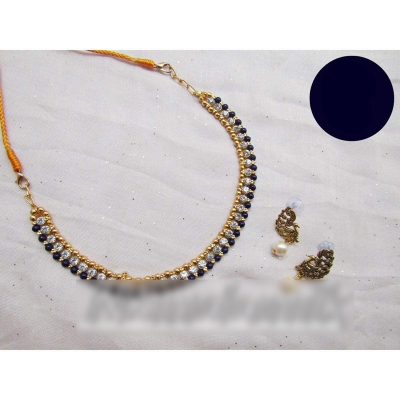 Picture of Simplistic Regular wear Stone Studded Beaded Metal Necklace With Matching Earring Jewellery Set For Women and Girls Multicolor
