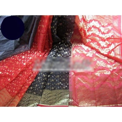 Picture of Exclusive 50-50 Muslin Tissue Powerloom Jari Jamdani Saree With Blouse piece 