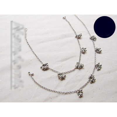Picture of 1 Pair of German Silver Soundless Thin Anklet Nupur Payel For Women and Girls 