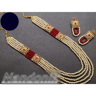 Picture of Elegant & Gorgeous Party-wear Artificial (faux) Pearl Stone Necklace,Earring Women / Women Jewellery Set 