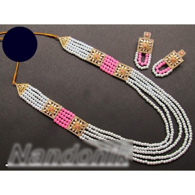 Picture of Elegant & Gorgeous Party-wear Artificial (faux) Pearl Stone Necklace,Earring Women / Women Jewellery Set 