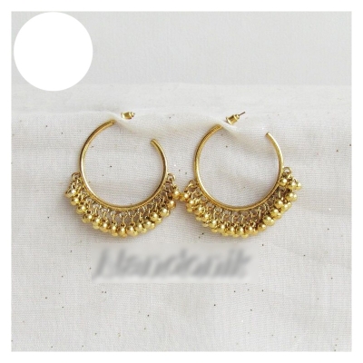 Picture of Antique Golden Gajra Hoop Earrings for Women 
