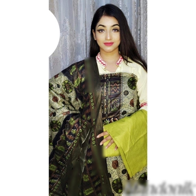 Picture of BD Lawn unstitch three piece (with extra sleeve) 