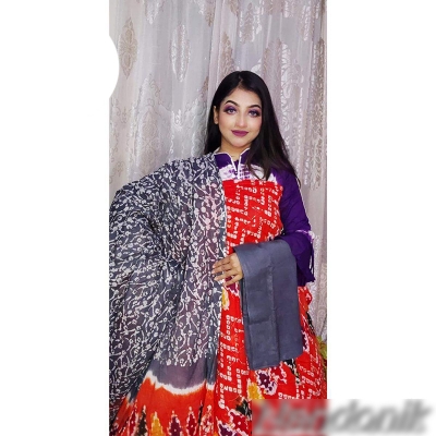 Picture of Exclusive Thread Worked Cotton Tuli Moom Batik Unstitch Four Piece 
