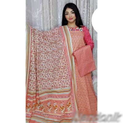 Picture of Exclusive  Screenprinted Joypuri Patel Cotton Unstitched Three Piece 