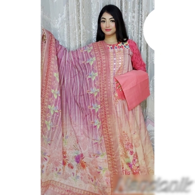 Picture of Exclusive Cotton Karchupi Unstitched Three Piece With Extra Sleeves 