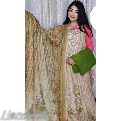 Picture of Exclusive Cotton Karchupi Unstitched Three Piece With Extra Sleeves 