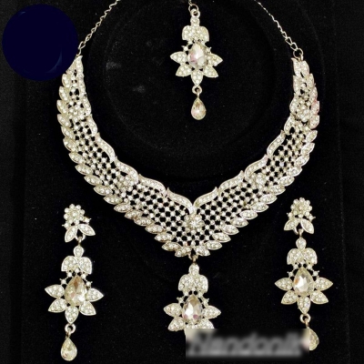 Picture of Elegant & Gorgeous Party/Bridal Stone Necklace,Earring & Tikli Set for Women / Women Jewellery Set 