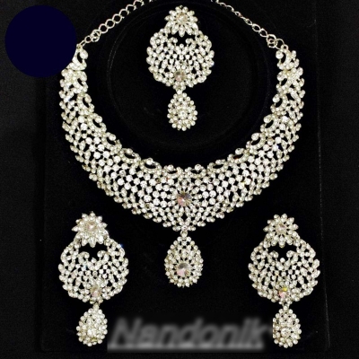 Picture of Elegant & Gorgeous Party/Bridal Stone Necklace,Earring & Tikli Set for Women / Women Jewellery Set 