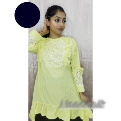 Picture of Lemon Yellow Georgette Ruffle Top 