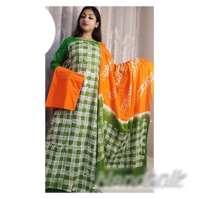 Picture of Cotton Moom Batik Unstitch Three Piece With Extra Sleeves 