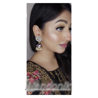 Picture of Indian Joypuri Meenakari Jhumka Earring/ Joypuri Kaner Dul