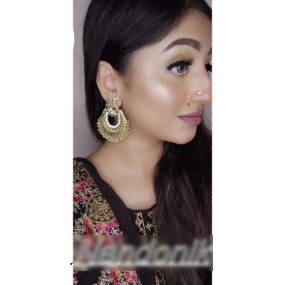 Picture of Golden Antique Stone Earrings for Women 