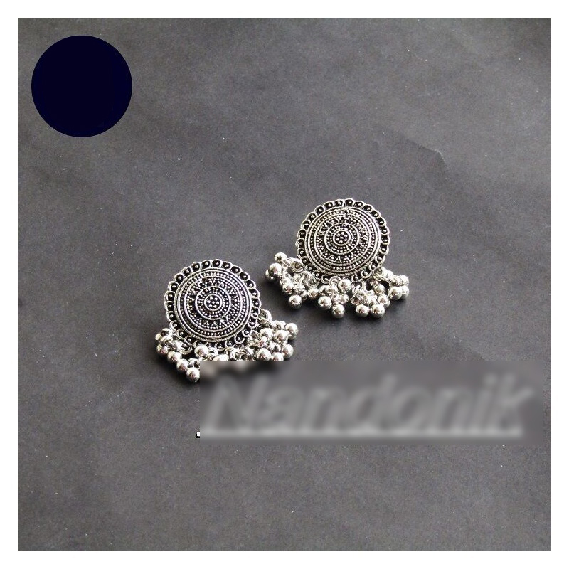 Picture of Oxidized Silver Kanpasha Earrings for Women 