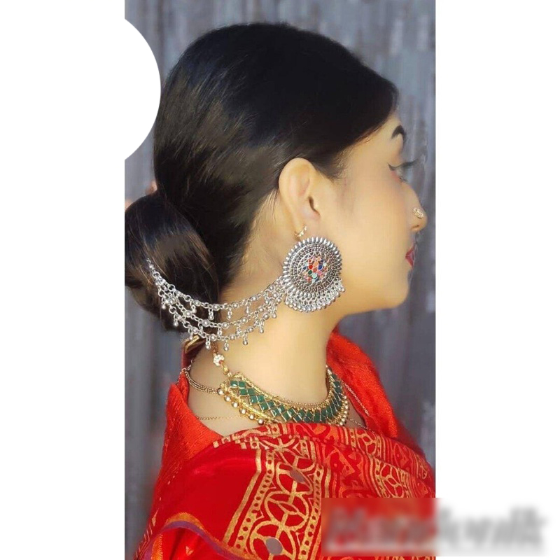 Picture of Bahubali Joypuri Meenakari Kanpasha Earrings With Tana for Women 