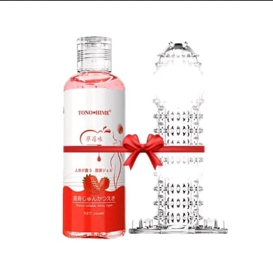 Picture of Tono Hime Fruit Flavor Water Based Warming / Tingling Lubricant Gel for Men & Women With Long Lasting Re-use Dotted Condom 100m combo 2 pcs