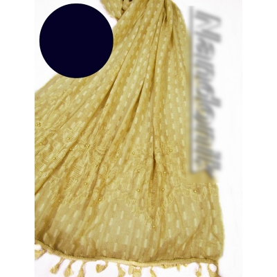Picture of Wash body cotton embroidered pearl hijab (China)/ Daily wear hijab/ Hijab Orna/ Cotton Scarf/ Lock pearl scarf Multicolor,Int: One size
