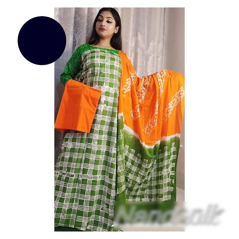 Picture of Exclusive Cotton Moom  Batik Unstitch Three Piece With Extra Sleevs Multicolor,Un-stitched
