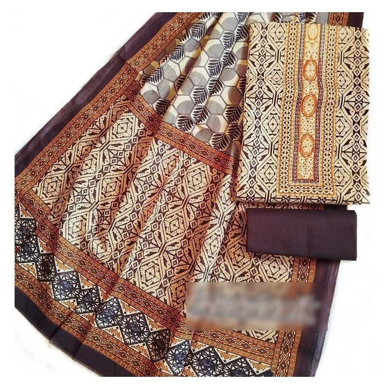 Picture of Exclusive Stone  Joypuri Cotton Unstitched Three Piece Multicolor