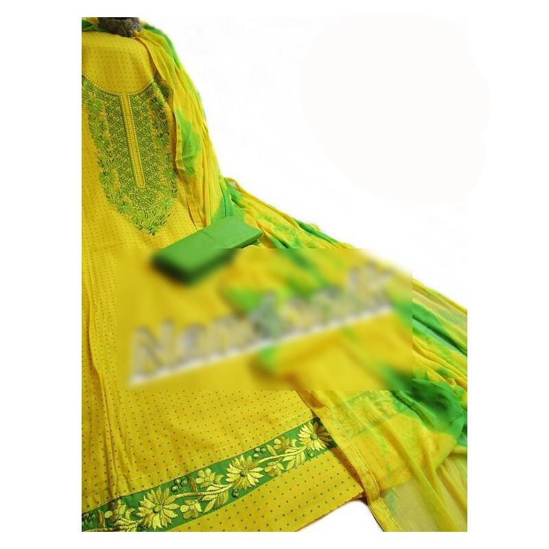 Picture of Exclusive Indian Boutique Unstitch Three Piece With Extra Sleeves Multicolor