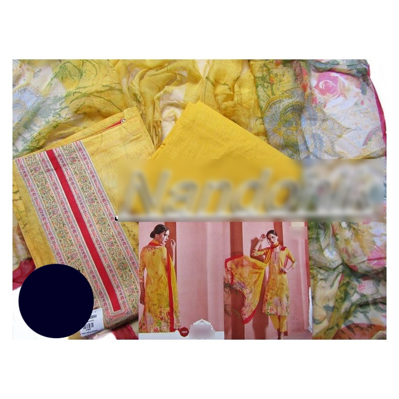 Picture of Exclusive  Indian Unstitch Three Piece With Extra Sleeves Multicolor,Un-stitched