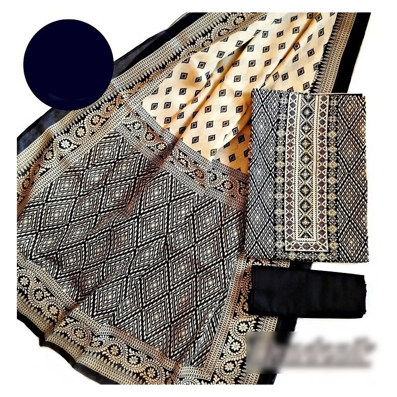 Picture of Exclusive Stone  Joypuri Cotton Unstitched Three Piece Multicolor,Un-stitched