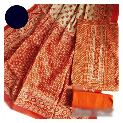 Picture of Exclusive Stone  Joypuri Cotton Unstitched Three Piece Multicolor