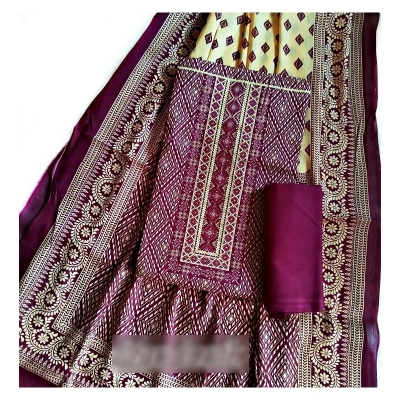 Picture of Exclusive Stone  Joypuri Cotton Unstitched Three Piece Multicolor