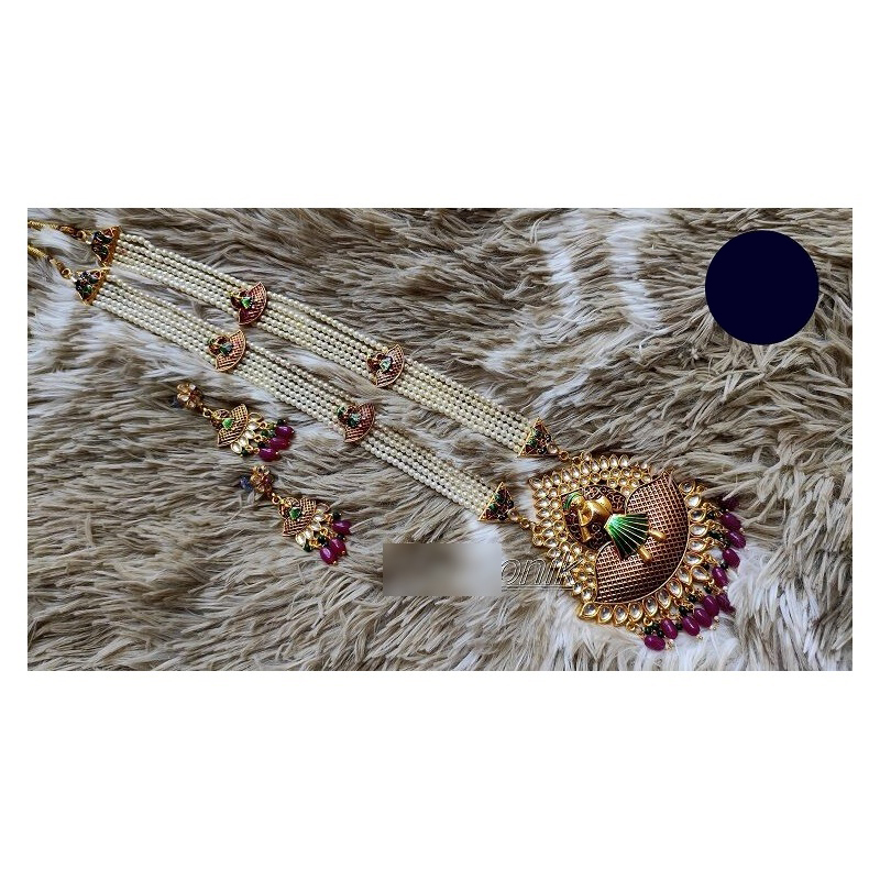 Picture of Elegant & Gorgeous Party-wear Artificial (faux) Pearl Stone Necklace,Earring Women / Women Jewellery Set Multicolor