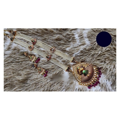 Picture of Elegant & Gorgeous Party-wear Artificial (faux) Pearl Stone Necklace,Earring Women / Women Jewellery Set Multicolor