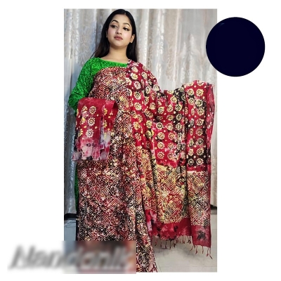 Picture of Exclusive Cotton Moom Batik Unstitch Three Piece With Extra Sleeve Multicolor,Un-stitched