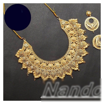 Picture of Elegant & Gorgeous Party-wear Gold Plated Necklace,Earring Women / Women Jewellery Set Multicolor