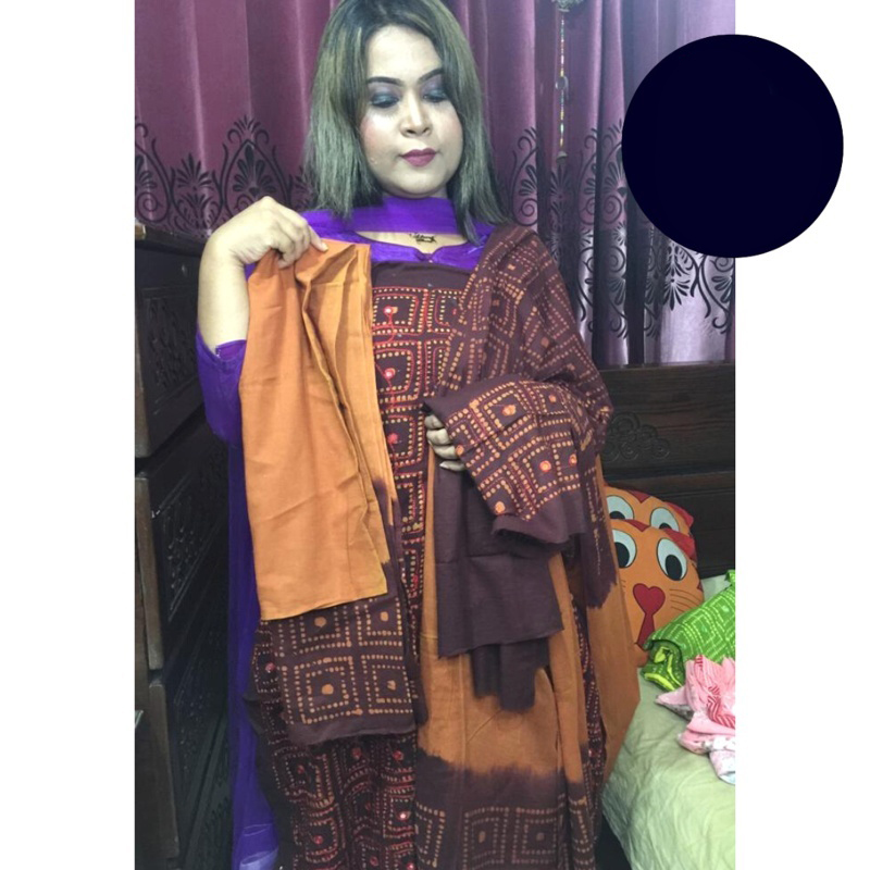 Picture of Exclusive Cotton Moom Batik Unstitch Three Piece With Extra Sleeve Multicolor,Un-stitched