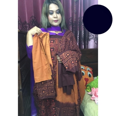 Picture of Exclusive Cotton Moom Batik Unstitch Three Piece With Extra Sleeve Multicolor,Un-stitched
