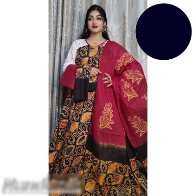 Picture of Exclusive Cotton Moom  Batik Unstitch Three Piece With Extra Sleevs Multicolor,Un-stitched