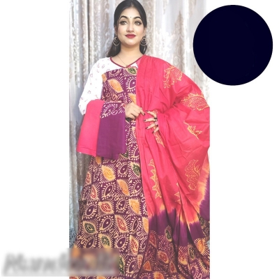 Picture of Exclusive Cotton Moom  Batik Unstitch Three Piece With Extra Sleevs Multicolor,Un-stitched