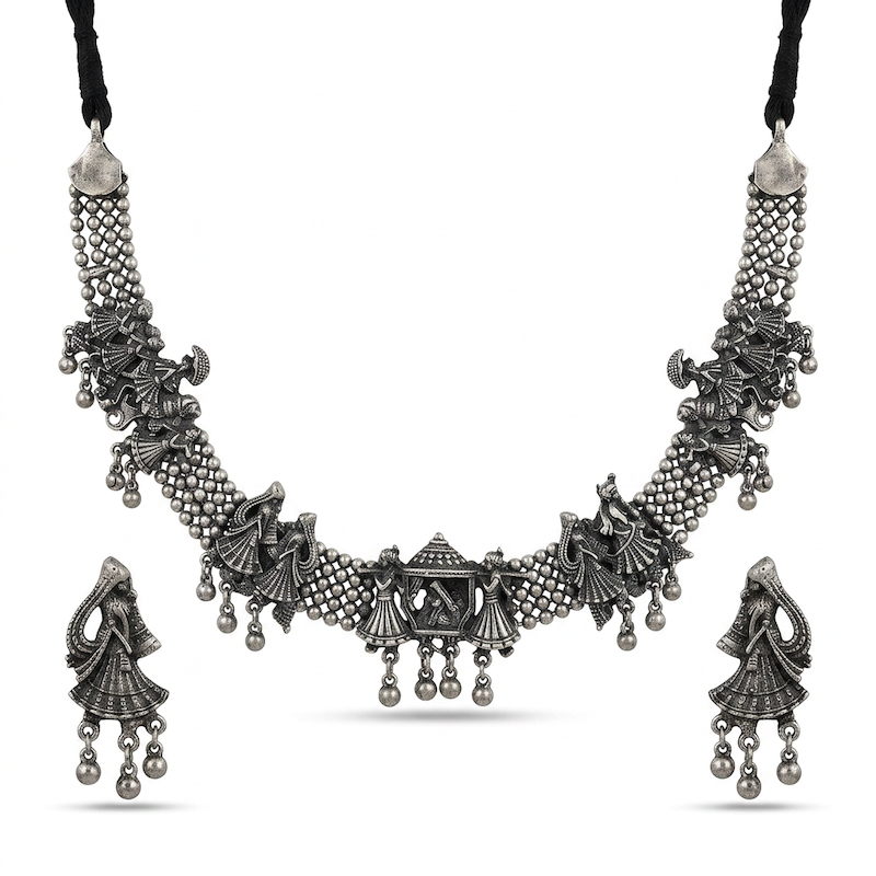 Picture of Fashionable Trendy Black Polish Antique  Jewelry  Set For Women Multicolor