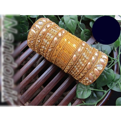 Picture of Bridal Metal Velvet Bangles Set /  Bridal Churi Set Multicolor,2.6