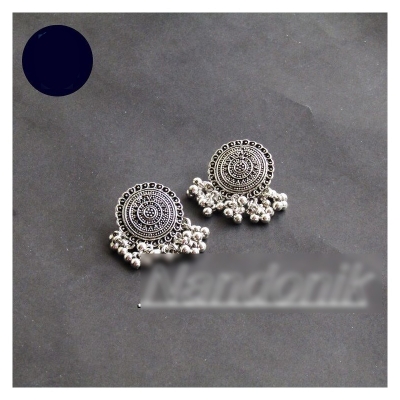Picture of Oxydized Silver Kanpasha Earrings for Women Silver,30 MM