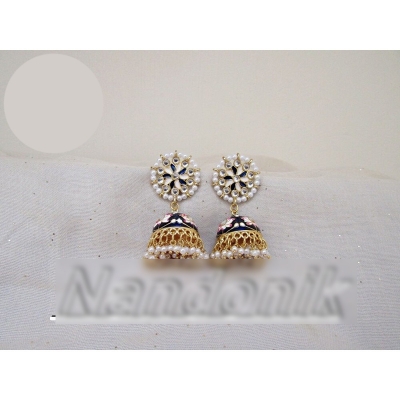 Picture of Oil Painted Meenakari Jhumka Earrings for Women Multicolor