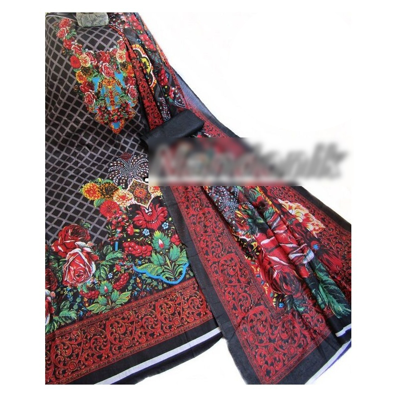 Picture of Ferdous Lawn Ustitch Three Piece With Extra Sleeve Multicolor,Un-stitched