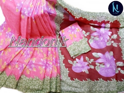 Picture of Elegant Printed Cotton Saree With Extra Blouse Piece 