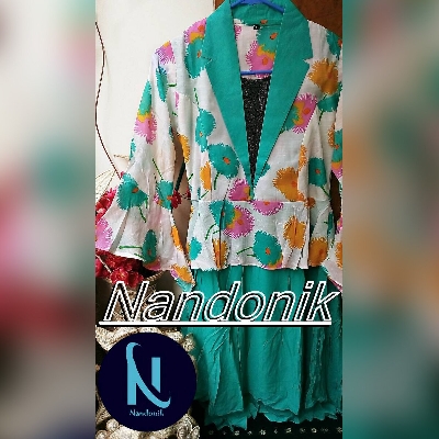 Picture of Fashionable Two Tone Blazer Style Swiss Cotton Tunic 