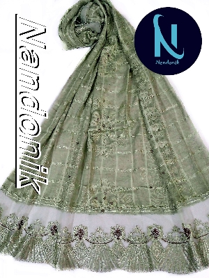 Picture of Wash body cotton embroidered pearl hijab (China)/ Party wear hijab/ Hijab Orna/ Cotton Scarf/ Lock pearl scarf 